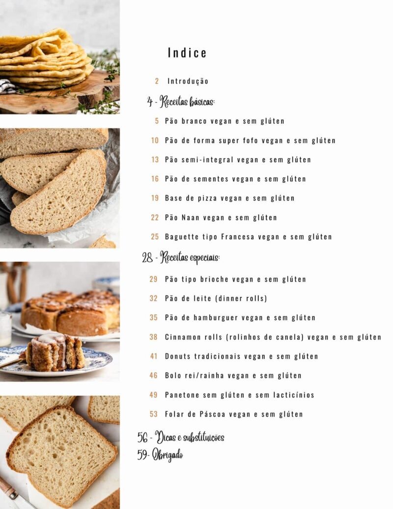 E-book pão sem glúten e outras massas que levedam - indice