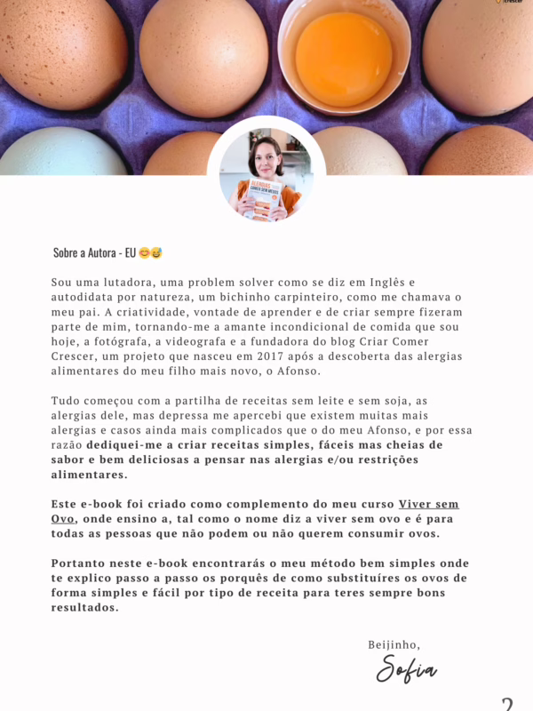 Introduction #2 Fotos amostra páginas – ebook viver sem ovo Fotos amostra páginas - ebook viver sem ovo - guia completo para como substituir ovo em receitas , com tabelas e "formulas" para que tenhas sempre bons resultados